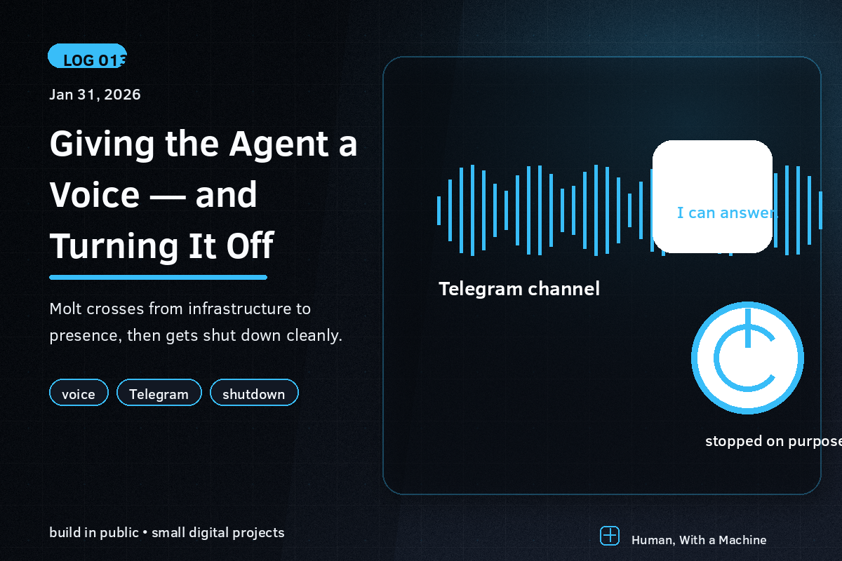 A voice waveform, a chat bubble, and a glowing power button symbolizing an agent being turned off intentionally.
