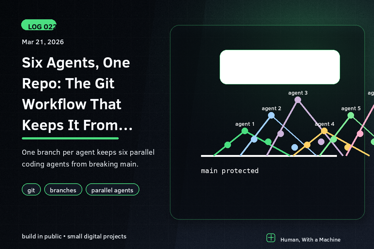 Six colored Git branches diverging from and merging back into a protected main branch.