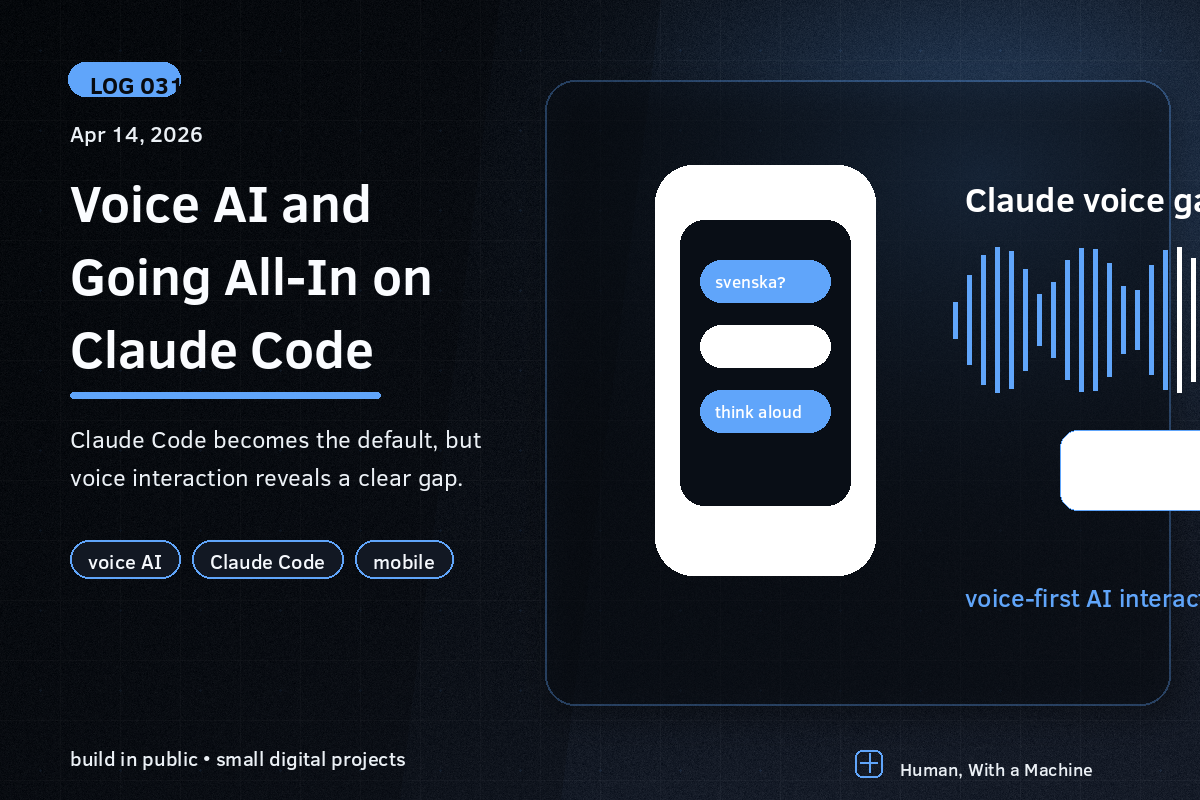 A mobile voice AI interface with speech bubbles and a waveform showing a gap in Claude voice support.
